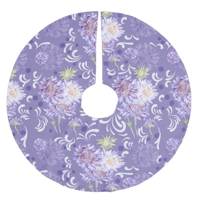 meadow flowers watercolor Pattern Brushed Polyester Tree Skirt (Front)