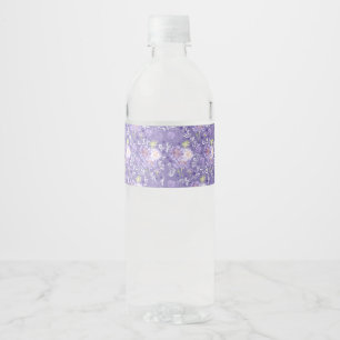 meadow flowers watercolor Pattern Water Bottle Label