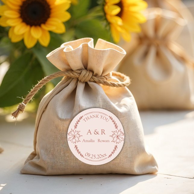 Meadow flowers Wedding Favour Thank You Classic Round Sticker (Creator Uploaded)