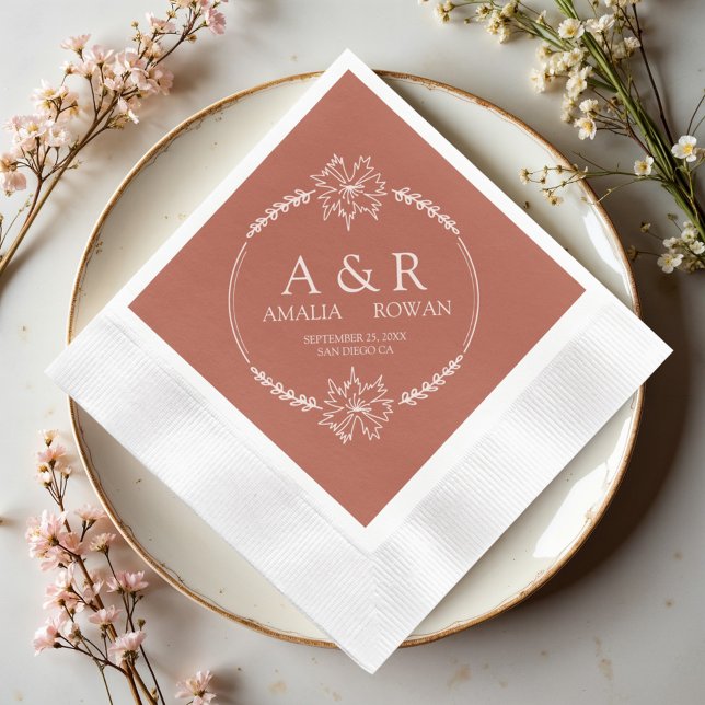 Meadow Flowers Wedding Monogram Names Napkin (Creator Uploaded)