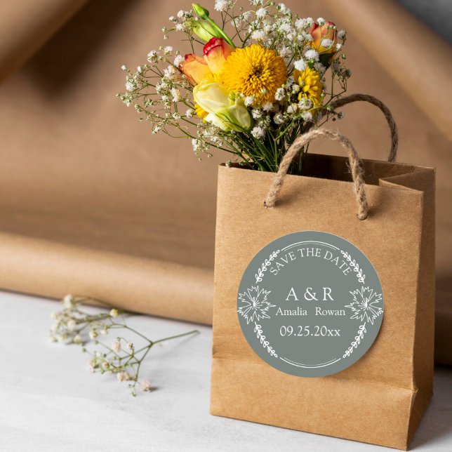 Meadow flowers Wedding Save the Date Classic Round Sticker (Creator Uploaded)