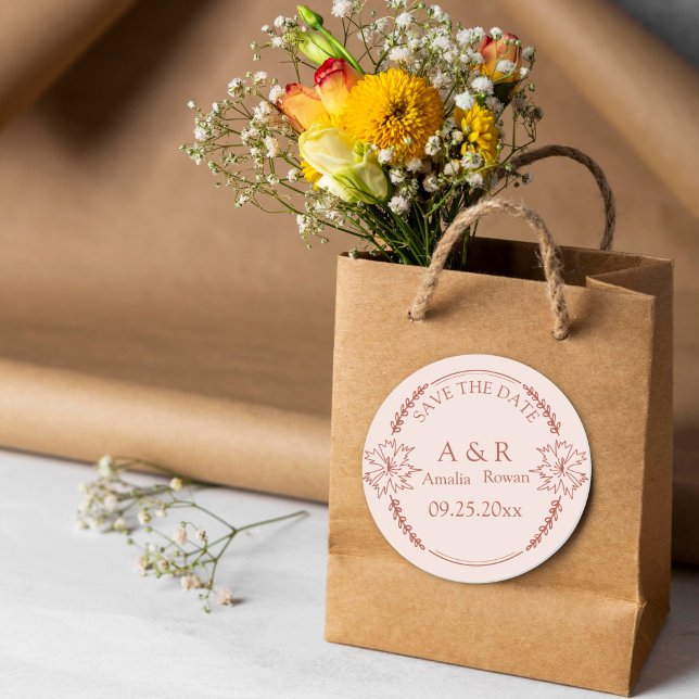 Meadow flowers Wedding Save the Date Classic Round Sticker (Creator Uploaded)