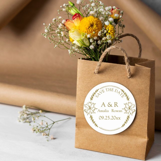 Meadow flowers Wedding Save the Date Classic Round Sticker (Creator Uploaded)
