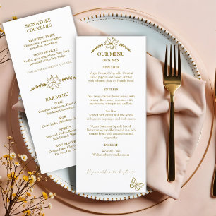 Meadow Flowers White and gold Wedding Menu