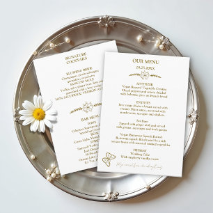 Meadow Flowers White and Gold Wedding Menu