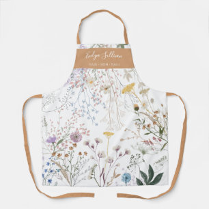 Meadow Flowers White Orange Apron