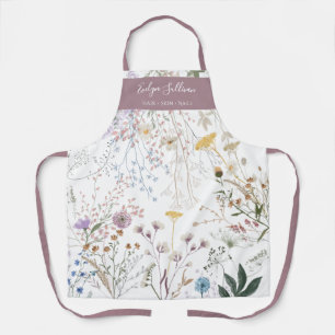 Meadow Flowers White Purple Apron