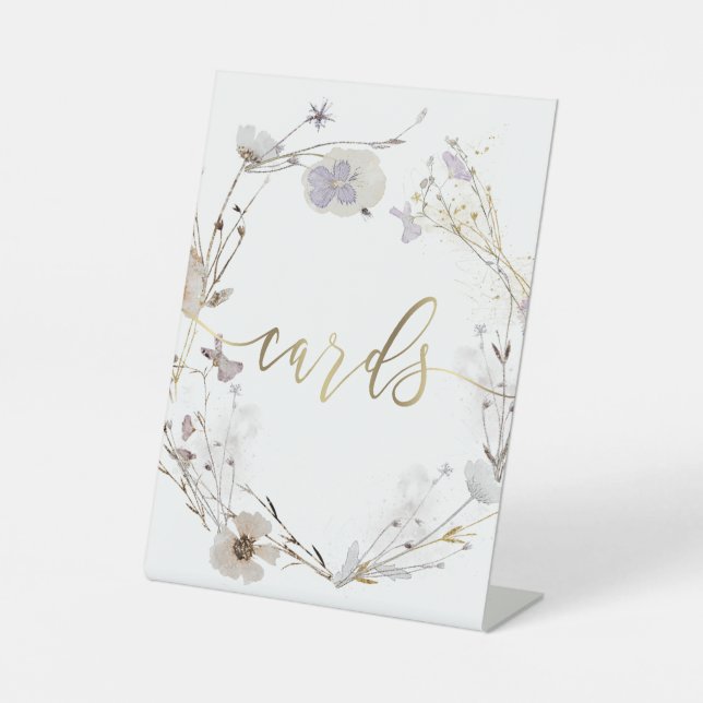 meadow flowers wreath cards script sign (Front)