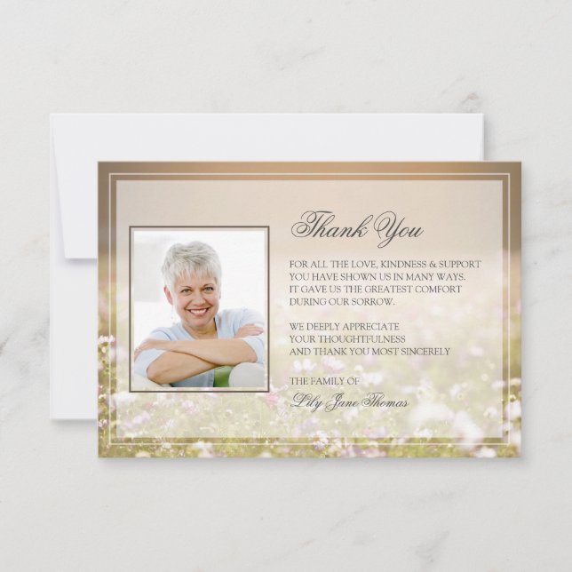 Meadow Funeral Thank You Card | Memorial Thank You (Front)