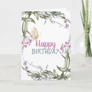 Meadow Gold Glitter Butterfly Birthday Card