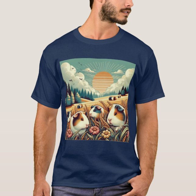 Meadow Grazing Guinea Pigs T-Shirt (Front)