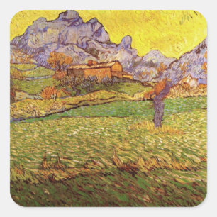 Meadow in Mountains by Vincent van Gogh Square Sticker