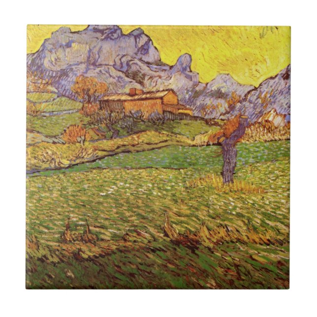 Meadow in Mountains by Vincent van Gogh Tile (Front)