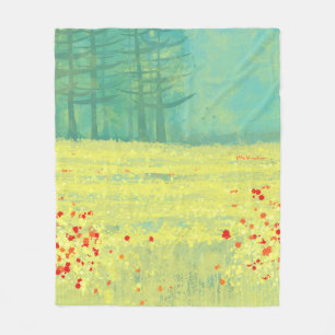 Meadow Landscape Painting Fleece Blanket