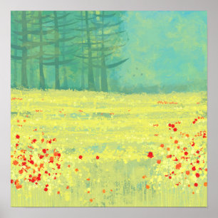 Meadow Landscape Painting Poster