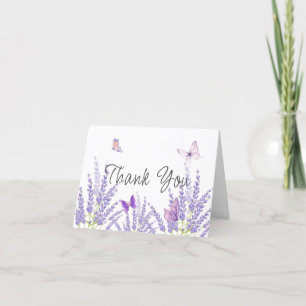 Meadow Lavender Floral Butterfly Baby Shower Thank You Card