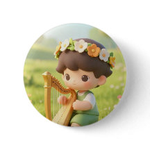 Meadow Melodies: Cute Boy with Flower Crown & Harp