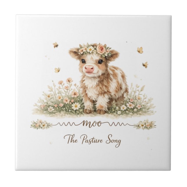 Meadow Melody cow paper plates Tile (Front)