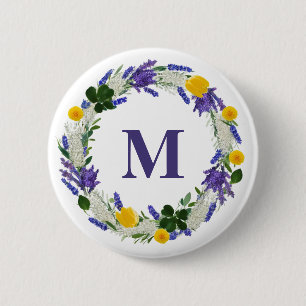 Meadow Monogram - Custom Lavender 6 Cm Round Badge