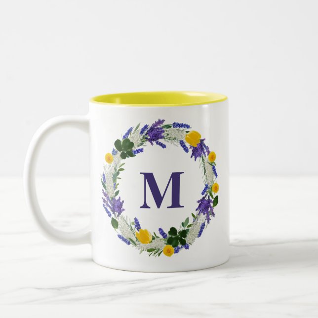 Meadow Monogram - Custom Lavender  Two-Tone Coffee Mug (Left)