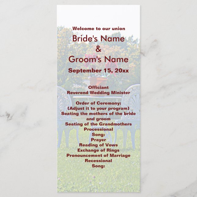 Meadow of Love - Autumn Tree Wedding Programme (Front)