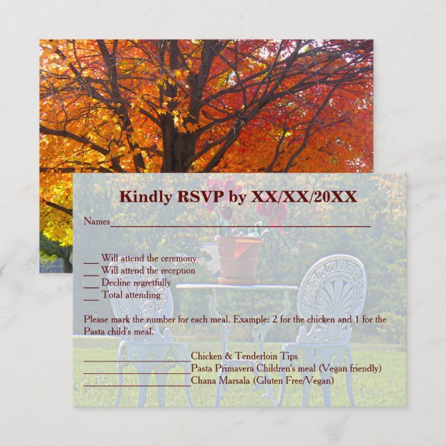 Meadow of Love - Autumn Tree Wedding RSVP Invitation (Front/Back)