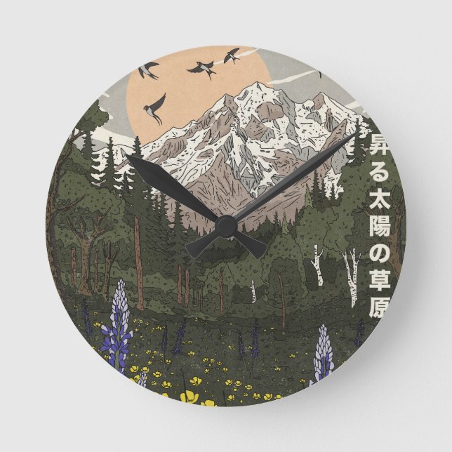 Meadow Of the Rising Sun Round Clock (Front)