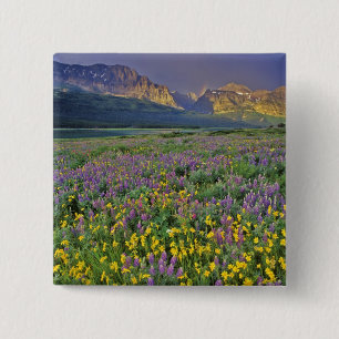 Meadow of wildflowers in the Many glacier 15 Cm Square Badge