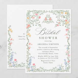 Meadow Pastel French Roses Floral Bridal Shower Invitation