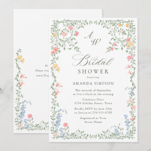 Meadow Pastel French Roses Floral Bridal Shower Invitation