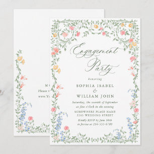 Meadow Pastel French Roses Floral ENGAGEMENT PARTY Invitation