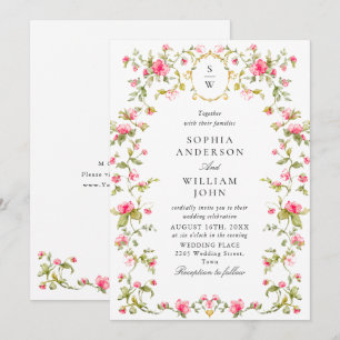 Meadow Pastel French Roses Floral Wedding Invitation
