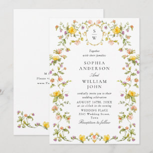 Meadow Pastel French Roses Floral Wedding Invitation