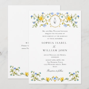Meadow Pastel French Roses Floral Wedding Invitation