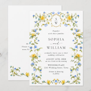 Meadow Pastel French Roses Floral Wedding Invitation