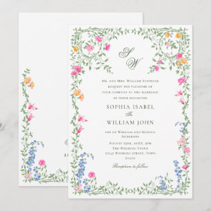 Meadow Pastel French Roses Floral Wedding Invitation