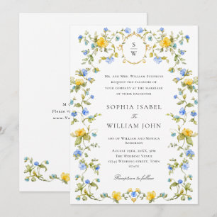 Meadow Pastel French Roses Floral Wedding Invitation