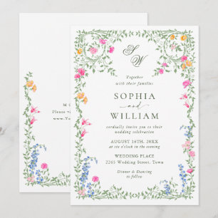 Meadow Pastel French Roses Floral Wedding Invitation