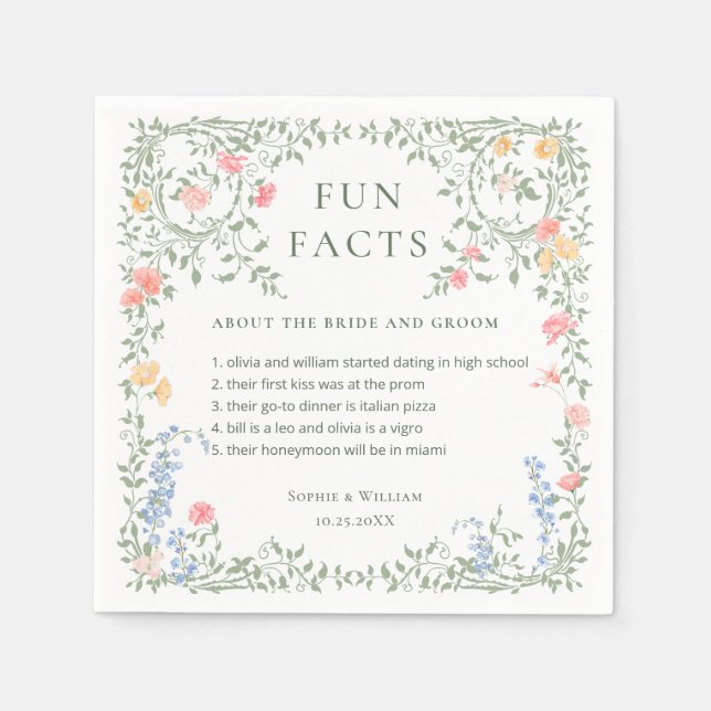 Meadow Pastel French Roses Floral Wedding Napkin (Front)