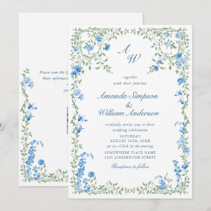 Meadow Pastel French Roses Floral Wedding QR code Invitation