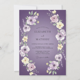 Meadow Plum Violet Leafy Wedding Invitation