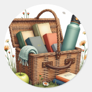 Meadow Reading Picnic Classic Round Sticker