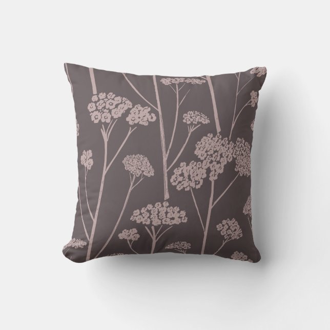 Meadow Silence Deep Ash Dusty Mauve Cushion (Front)