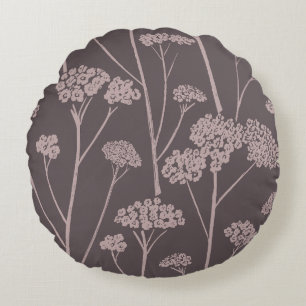 Meadow Silence Deep Ash Dusty Mauve Round Cushion