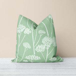 Meadow Silence Wildflower Green Pale Seafoam Cushion