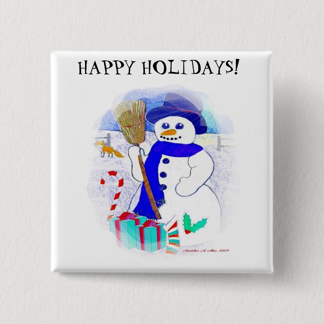 Meadow Snowman 15 Cm Square Badge (Front)