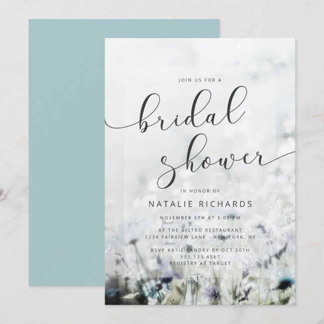 Meadow Song fading Wildflowers Boho Bridal Shower Invitation (Front/Back)