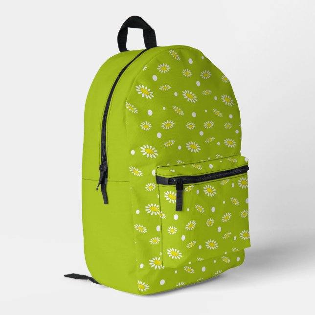 Meadow Stars Daisy Flowers Printed Backpack (Back Corner Left)