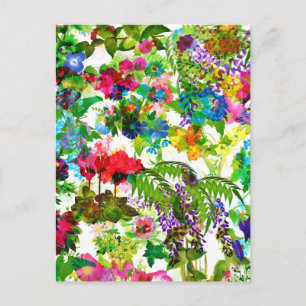 Meadow Summer Blossoms Botanical Garden Watercolor Holiday Postcard