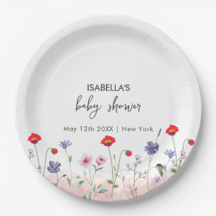 Meadow Summer Wildflower Baby Shower  Paper Plate